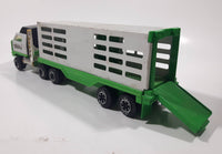 Vintage Tonka Semi Truck Livestock Horse Cattle Trailer Green and White Pressed Steel Die Cast Toy Car Vehicle