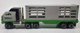 Vintage Tonka Semi Truck Livestock Horse Cattle Trailer Green and White Pressed Steel Die Cast Toy Car Vehicle