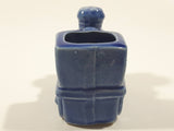 Vintage Train Engine Locomotive Blue Glazed Ceramic Pottery 2 1/2" Long Toothpick Holder
