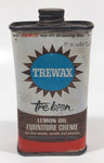 Vintage Trewax Sample Size Lemon Oil Furniture Creme 4 1/4" Tall Tin Metal Container EMPTY