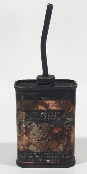 Rare Vintage Genuine Wagner Electric Corporation Hydraulic Brake Fluid 21 5 3/4" Tall Tin Metal Container 4 Fluid Ounces EMPTY