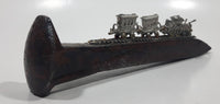 Vintage Railroad Spike with Metal Train Cars On Track 6 3/4" Long