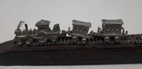 Vintage Railroad Spike with Metal Train Cars On Track 6 3/4" Long