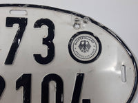 Vintage 1967 Western Germany Customs Export Hauptzollamt Stuggart-West Oval Shaped Metal Vehicle License Plate Tag 873 Z-2104