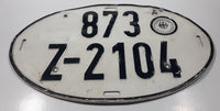 Vintage 1967 Western Germany Customs Export Hauptzollamt Stuggart-West Oval Shaped Metal Vehicle License Plate Tag 873 Z-2104