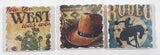 How the West Was Won Cowboy Hat and Rodeo Themed 2 1/4" x 2 1/4" Ceramic Tile Fridge Magnets Set of 3