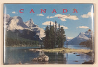 Canada Lake, Trees, Mountains Themed 2 1/8" x 3 1/8" Fridge Magnet