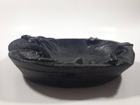 Vintage 1970s Coco Joe's Hawaii Beach Bum Man Lounging Against Palm Tree 3D Black Carved Lava Ash Tray 9" Long