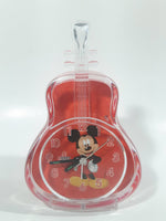 1982 - 2008 Mickey Mouse Cello Bass Violin Fiddle Shaped Clear and Red 6 1/2" Tall Plastic Clock