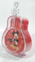 1982 - 2008 Mickey Mouse Cello Bass Violin Fiddle Shaped Clear and Red 6 1/2" Tall Plastic Clock