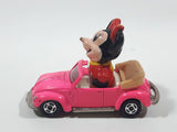 Vintage Tomy Walt Disney Production No. PD-6 Minnie Mouse VW Volkswagen Beetle Convertible Hot Pink Die Cast Metal Toy Car Construction Vehicle