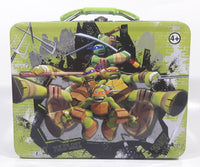 2013 Viacom TMNT Teenage Mutant Ninja Turtles "Turtles Rule!" " We've Got Your Back" Lime Green Embossed Tin Metal Lunch Box