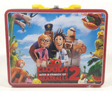 2013 Sony Pictures Animation Cloudy with a chance of Meatballs 2 Movie Film Red Embossed Tin Metal Lunch Box