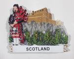 Scotland Castle and Bagpipe Player 2 1/8" x 2 5/8" 3D Resin Fridge Magnet