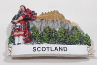 Scotland Castle and Bagpipe Player 2 1/8" x 2 5/8" 3D Resin Fridge Magnet