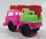 Crane Truck Hot Pink and Green with Red Boom Plastic Toy Car Vehicle