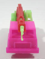 Crane Truck Hot Pink and Green with Red Boom Plastic Toy Car Vehicle