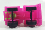 Crane Truck Hot Pink and Green with Red Boom Plastic Toy Car Vehicle