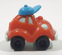 Kinder Surprise Orange and Blue Snap Together Plastic Toy Car Vehicle Wearing a Hat