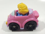2009 Mattel Fisher Price Little People Wheelies Blonde Girl Purple Clothes Pink Plastic Toy Car Vehicle