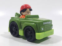 2013 Mattel Fisher Price Little People Wheelies Black Hair Red Cap Boy Orange Clothes Green Gator Plastic Toy Car Vehicle