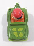 2013 Mattel Fisher Price Little People Wheelies Black Hair Red Cap Boy Orange Clothes Green Gator Plastic Toy Car Vehicle