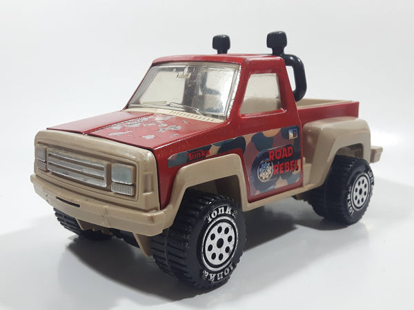 1986 Tonka Road Rebel Truck Red and Beige Pressed Steel and Plastic Die Cast Toy Car Vehicle 9" Long