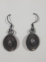 Western Cowboy Hat Shaped Dangling Metal Earrings Canadian Crafted