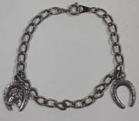 Western Horse and Horse Shoe Themed 5 1/2" Long Metal Bracelet