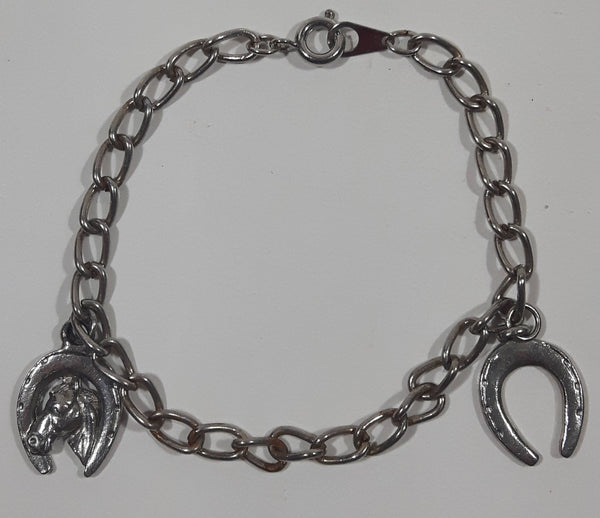 Western Horse and Horse Shoe Themed 5 1/2" Long Metal Bracelet