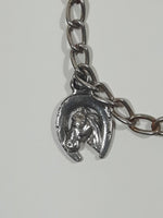 Western Horse and Horse Shoe Themed 5 1/2" Long Metal Bracelet