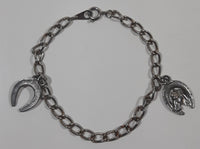 Western Horse and Horse Shoe Themed 5 1/2" Long Metal Bracelet