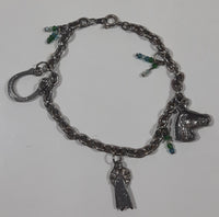 Western 1st Place Ribbon, Horse, and Horse Shoe Themed 6 1/2" Long Metal Bracelet with Small Beads