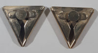 Vintage Rotary and Ribbon Rhinestone Triangle Shape Metal Clip On Screw Back Earrings