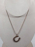 Western Horse Shoe 16" Long Gold Tone Metal Chain Necklace