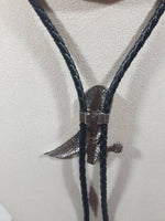 Western Cowboy Boot with Spurs Black Draw String Bolo Tie