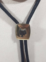 Western Horse Saddle Themed Black Draw String Bolo Tie