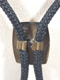 Western Horse Saddle Themed Black Draw String Bolo Tie