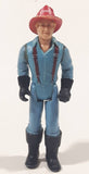 Vintage 1979 Tonka Play People Male Fireman Firefighter Blue Clothing Man 3 3/4" Tall Plastic Toy Action Figure Made in Hong Kong