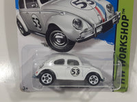 2014 Hot Wheels HW Workshop "The Love Bug" Volkswagen Beetle White Die Cast Toy Car Vehicle New in Package