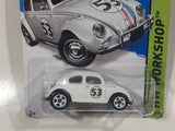 2014 Hot Wheels HW Workshop "The Love Bug" Volkswagen Beetle White Die Cast Toy Car Vehicle New in Package
