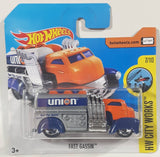2017 Hot Wheels HW City Works Fast Gassin Tanker Truck Unocal Union 76 Orange, Blue, and Chrome Die Cast Toy Car Vehicle New in Package Short Card