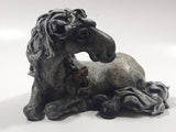 Laying Grey Horse 4 3/4" Long Resin Sculpture Has Chips