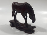 Grazing Horse 3 1/2" Long Wood Carved Figurine Made in Finland