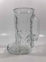 Vintage Libbey of Canada 5 Western Cowboy Boot Shaped 6 1/2" Tall Embossed Glass Mug