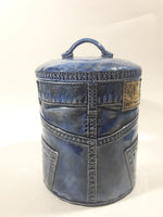 Vintage Blue Denim Jeans Style 8 1/2" Tall Ceramic Cookie Jar