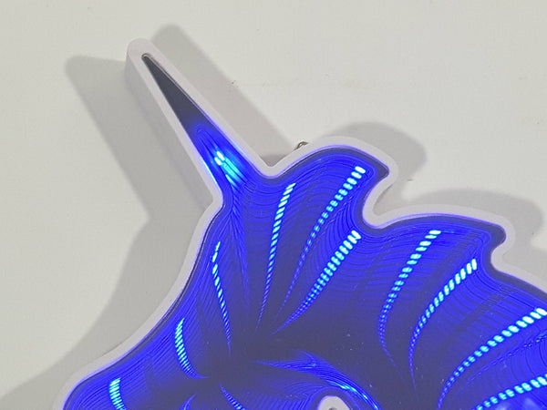 Unicorn Head Shaped Blue LED Infinity Mirror 6 3/4