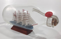 Vintage Highly Detailed Miniature "Pamir" German Flagged Tall Ship in Cork Top 7 1/4" Long Glass Bottle