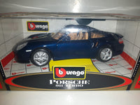 Rare Version Burago Gold Collection Porsche 911 Turbo Dark Blue 1/18 Scale Die Cast Toy Car Vehicle New in Box