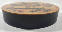 Vintage Clarence A. Wells Eagle and Salmon Themed 10 1/2" Bent Wood Aboriginal Drum Art